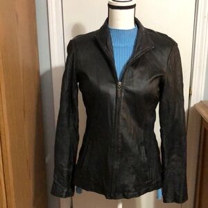 Women's Black Leather Jacket-George